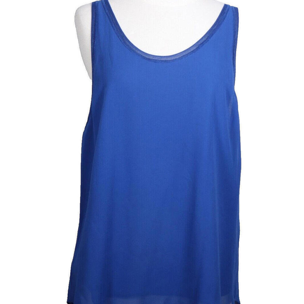 Babaton Aritzia Womens Large Blue Tank Top Scoop Neck Sleeveless 100% Silk